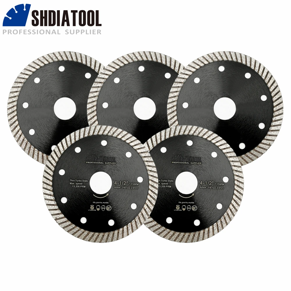 SHDIATOOL 5Pcs 115mm Super Thin Diamond Saw Blade Cutting Disc Sets For Ceramic Tile Porcelain Marble 4inch Circular Saw Plate
