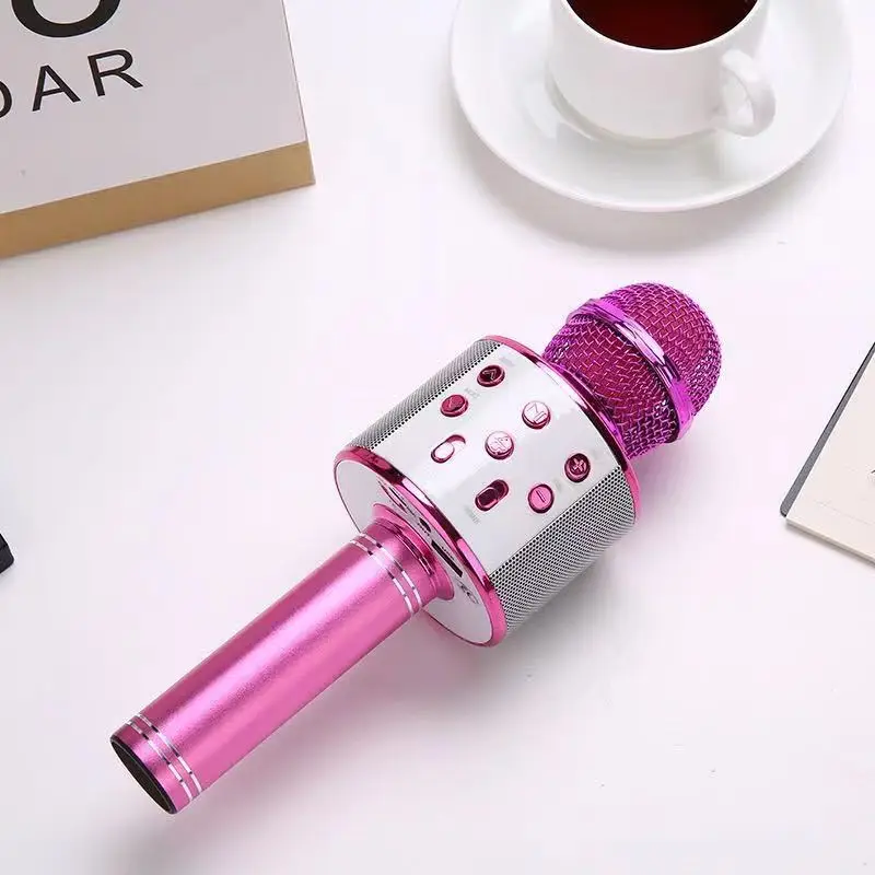 Wireless Bluetooth Karaoke Microphone , Karaoke Mic Speaker With Adjustable Remix FM Radio for Kids Girls Boys Teens Birthday