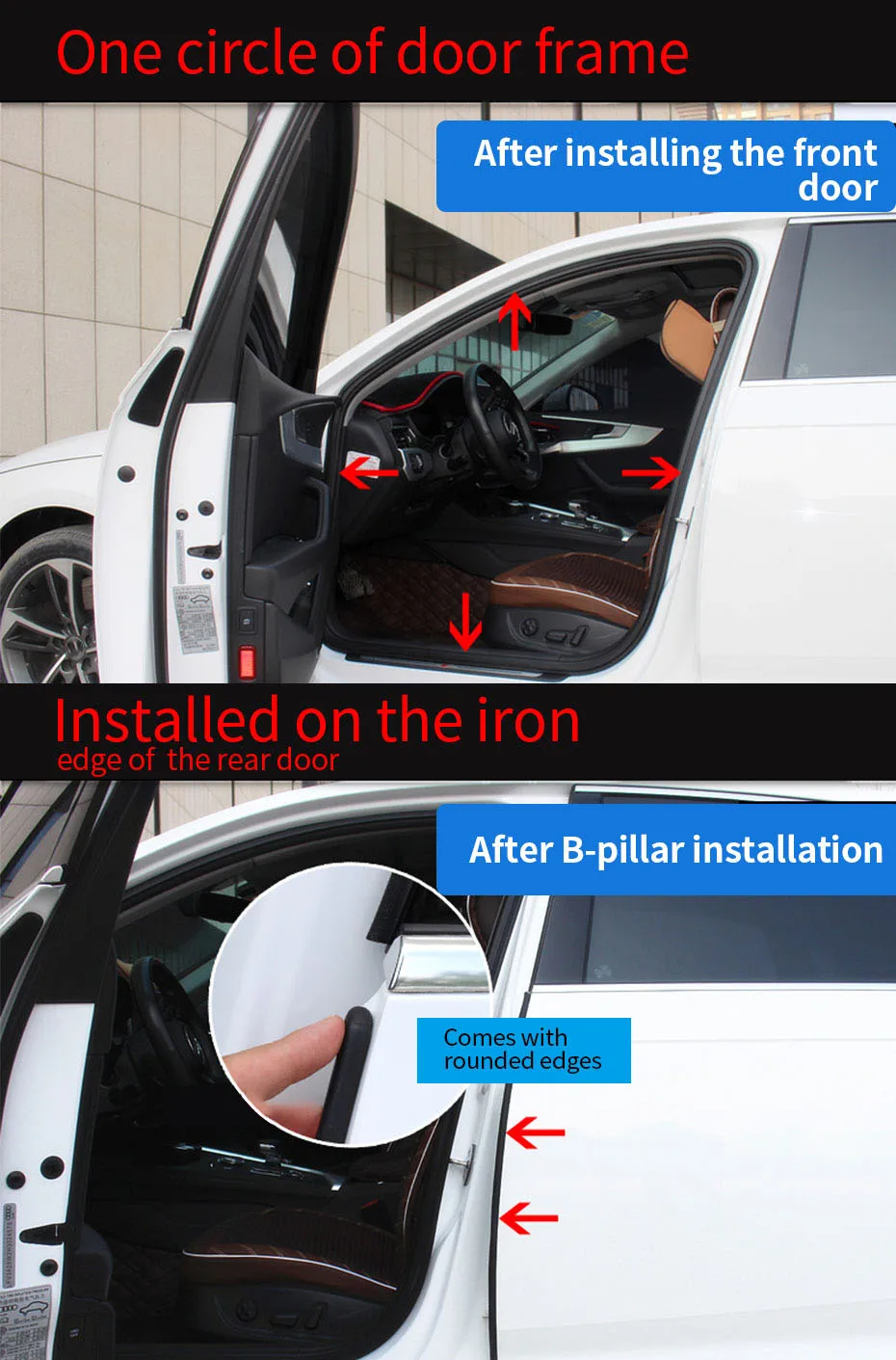 SEAMETAL Car Door Weatherstrip Rubber Seal Strip 2-Layer Waterproof Noise Insulation Protector Strip Sealing for Door Hood Trunk
