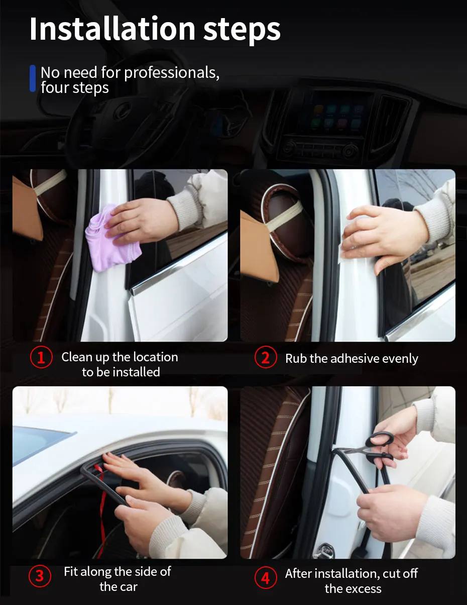 SEAMETAL Car Door Weatherstrip Rubber Seal Strip 2-Layer Waterproof Noise Insulation Protector Strip Sealing for Door Hood Trunk