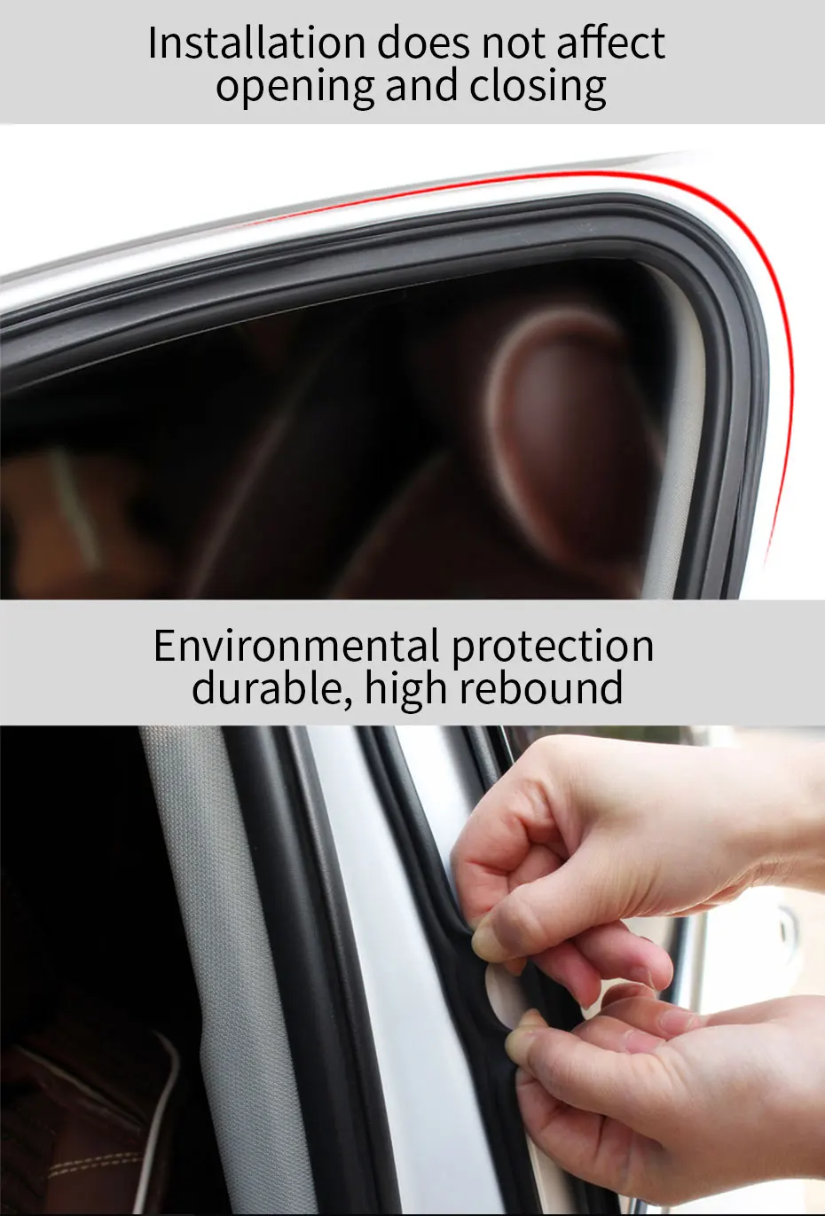 SEAMETAL Car Door Weatherstrip Rubber Seal Strip 2-Layer Waterproof Noise Insulation Protector Strip Sealing for Door Hood Trunk