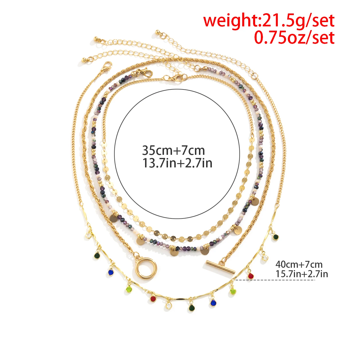 4Pcs/Set Boho Colorful Crystal Sequin Tassel Pendant Choker Necklace for Women Trendy Summer Vintage OT Buckle Chain Y2K Jewelry