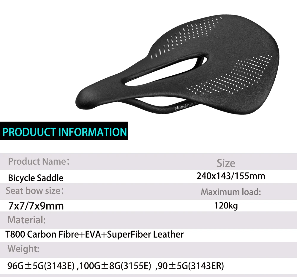 96g Super Light Full Carbon Saddle MTB/Road Bike Saddle Carbon Rails Bicycle Seat 240*143/155mm