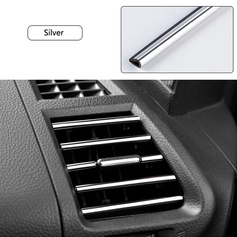 10 PCS Car Air Conditioner Outlet Decorative Soft Strip Accessories Auto Interior Grille Decorative Strip Universal U-shaped