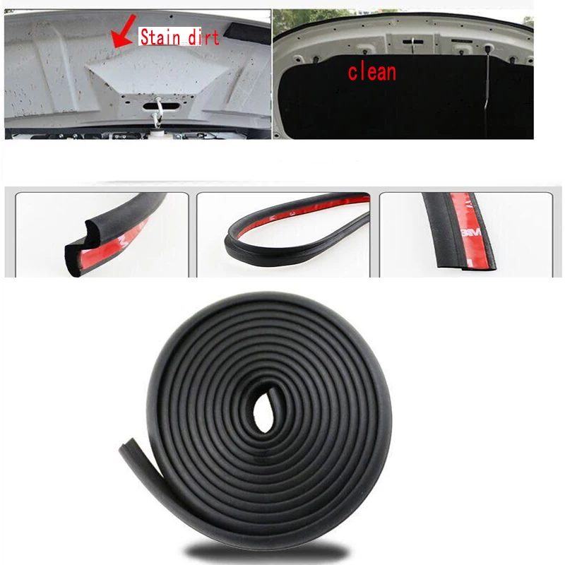 Car Hood Sealing Strip Universal Auto Rubber Seal Strip for Engine Covers Seals Trim Sealant Waterproof Anti Noise Accessories