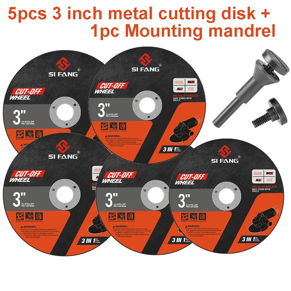 50/75mm Metal Cutting Disc Mini Saw Blade Cut-0ff Wheel With Mounting Mandrel for Angle Grinder Cutting Metal PVC Stainless 5pcs