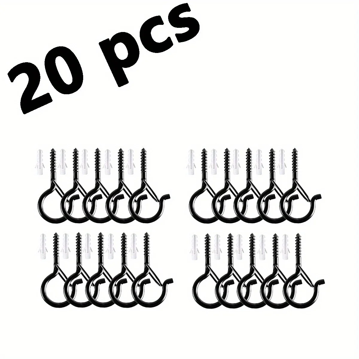 Hanger Hooks with Safety Buckle,Windproof Screw Hooks for Hanging Outdoor String Lights,Ceiling Hooks  Plants,Christmas Lights