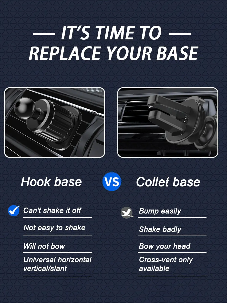 Air Vent Car Phone Holder Gravity Lock Phone Mount 360-Degree Flexible Adjustment Universal Auto Phone Stand for 4-7 Inches