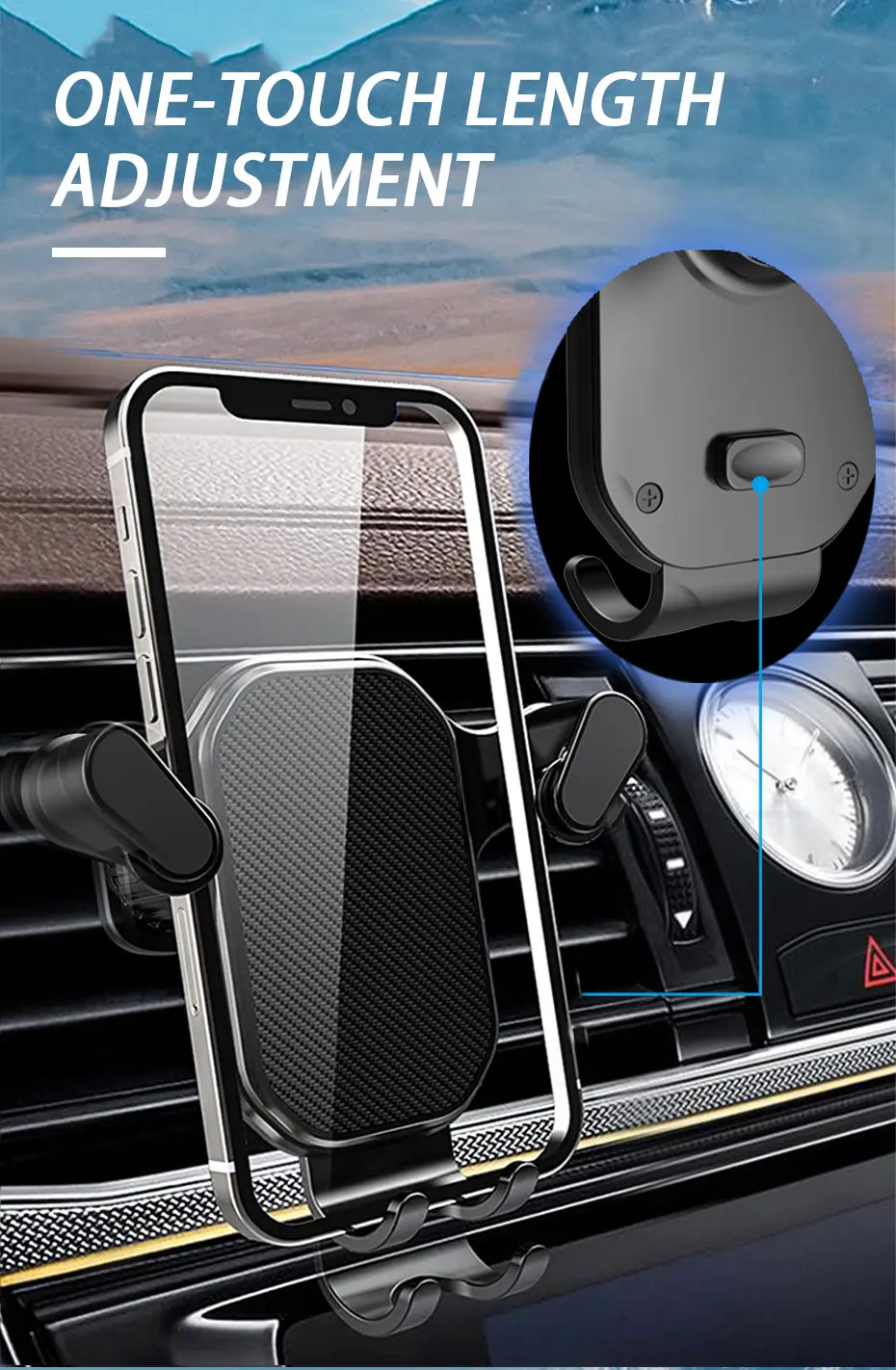 Air Vent Car Phone Holder Gravity Lock Phone Mount 360-Degree Flexible Adjustment Universal Auto Phone Stand for 4-7 Inches