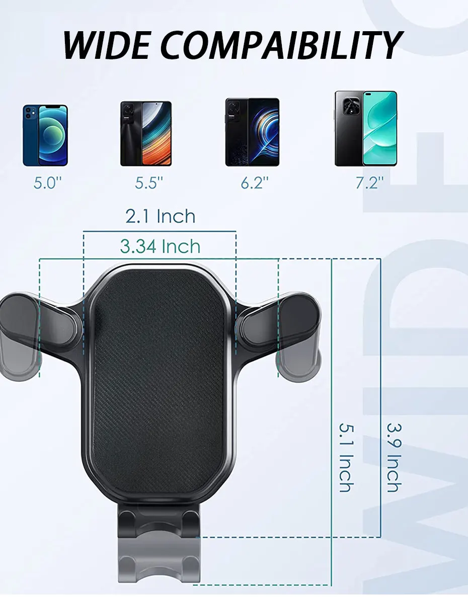 Air Vent Car Phone Holder Gravity Lock Phone Mount 360-Degree Flexible Adjustment Universal Auto Phone Stand for 4-7 Inches