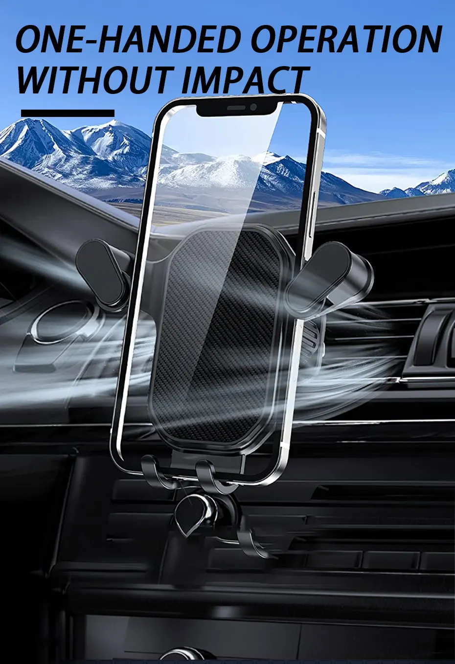 Air Vent Car Phone Holder Gravity Lock Phone Mount 360-Degree Flexible Adjustment Universal Auto Phone Stand for 4-7 Inches