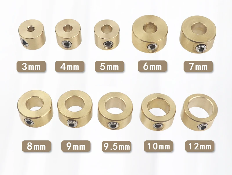 3-12mm Drill Bit Tools Brass Depth Stop Collars Ring Positioner Ring With Hex Wrench For Woodworking Drill Bit Locator Tools