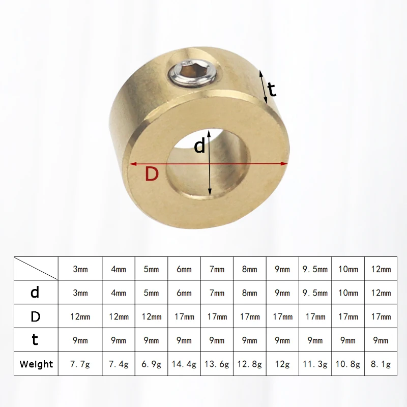 3-12mm Drill Bit Tools Brass Depth Stop Collars Ring Positioner Ring With Hex Wrench For Woodworking Drill Bit Locator Tools