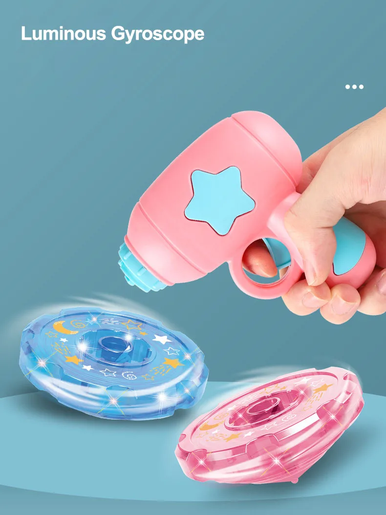 Children Saucer Launcher Pistol Outdoor Spinning Top Dinosaur Gun Toys Flying Disc Bamboo Dragonfly Ejection Luminous Gyroscope