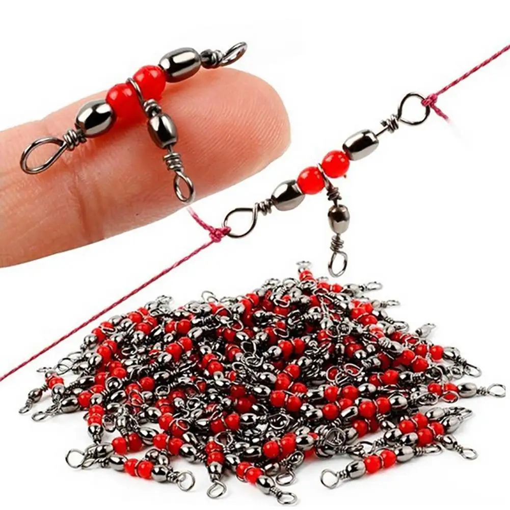 10/30/50Pcs Solid Ring Fishing Tackle Accessory equipment Fishing Rolling Triple Swivels Bearing Connector Fish Hooks