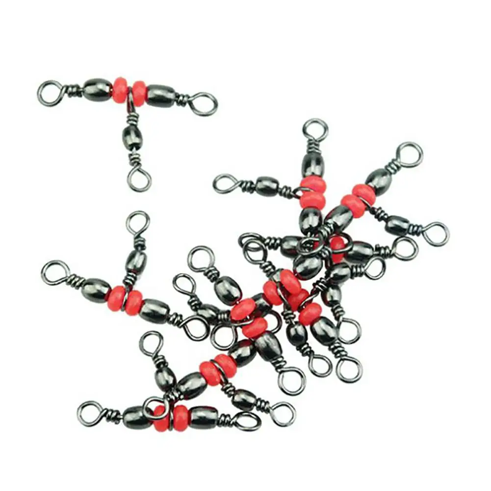 10/30/50Pcs Solid Ring Fishing Tackle Accessory equipment Fishing Rolling Triple Swivels Bearing Connector Fish Hooks