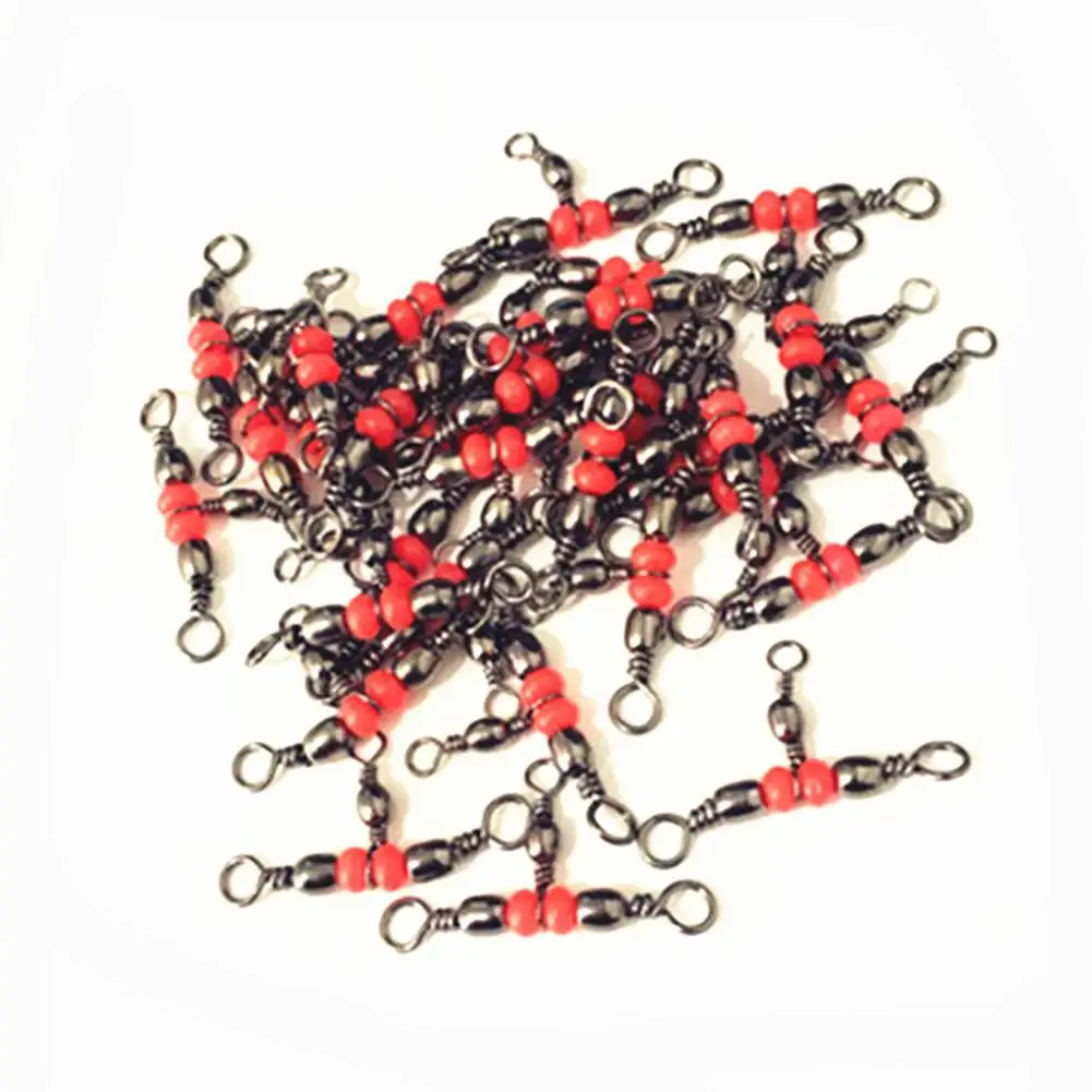 10/30/50Pcs Solid Ring Fishing Tackle Accessory equipment Fishing Rolling Triple Swivels Bearing Connector Fish Hooks