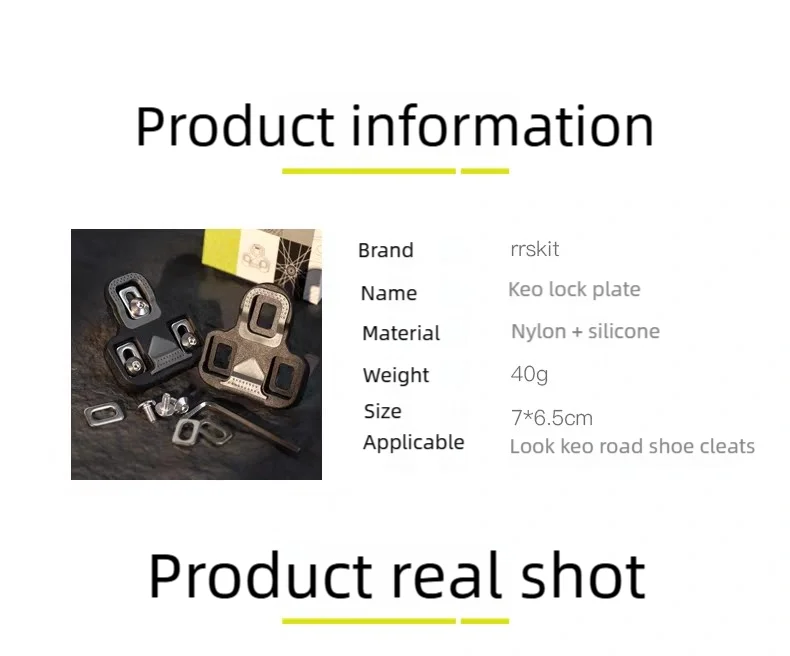 RRSKIT Road Bike Cleats Compatible With Look K-E-O Road Bike Self‑Locking Pedal Cleat 4.5 Degree Road Cycling Shoes Pedal Cleat