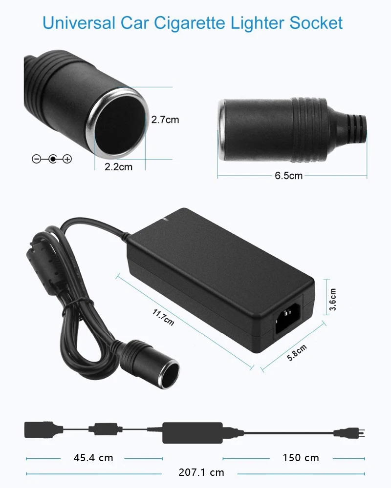 Car Power Adapter Cigarette Lighter Converter Power Convert AC to DC 110V/ 220V to 12V 6A Power Adapter Supply Lighter