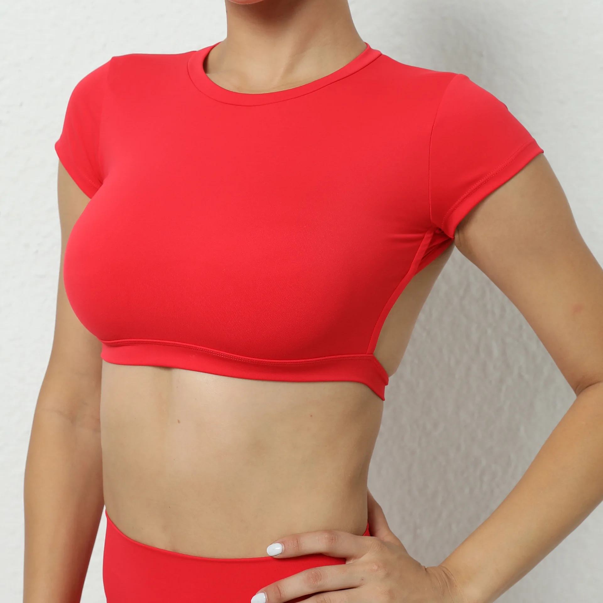 Hearuisavy Summer Sports Shirts Breathable Workout Tops Fitness Sportswear Backless Yoga Clothing Sport Crop Tops Women Gym Top