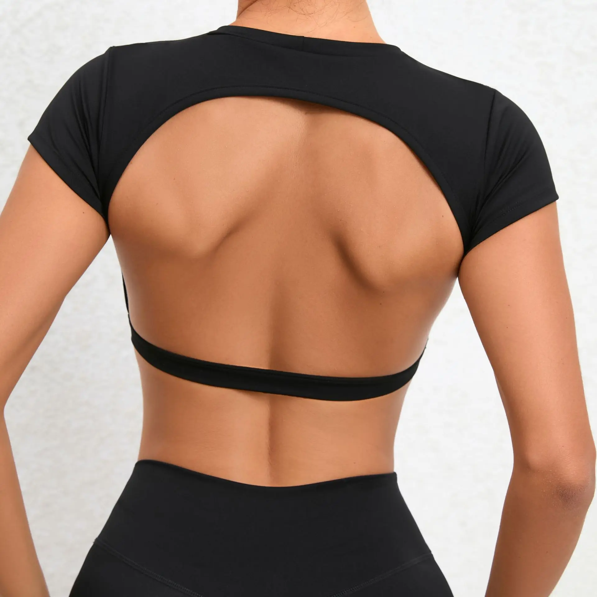 Hearuisavy Summer Sports Shirts Breathable Workout Tops Fitness Sportswear Backless Yoga Clothing Sport Crop Tops Women Gym Top
