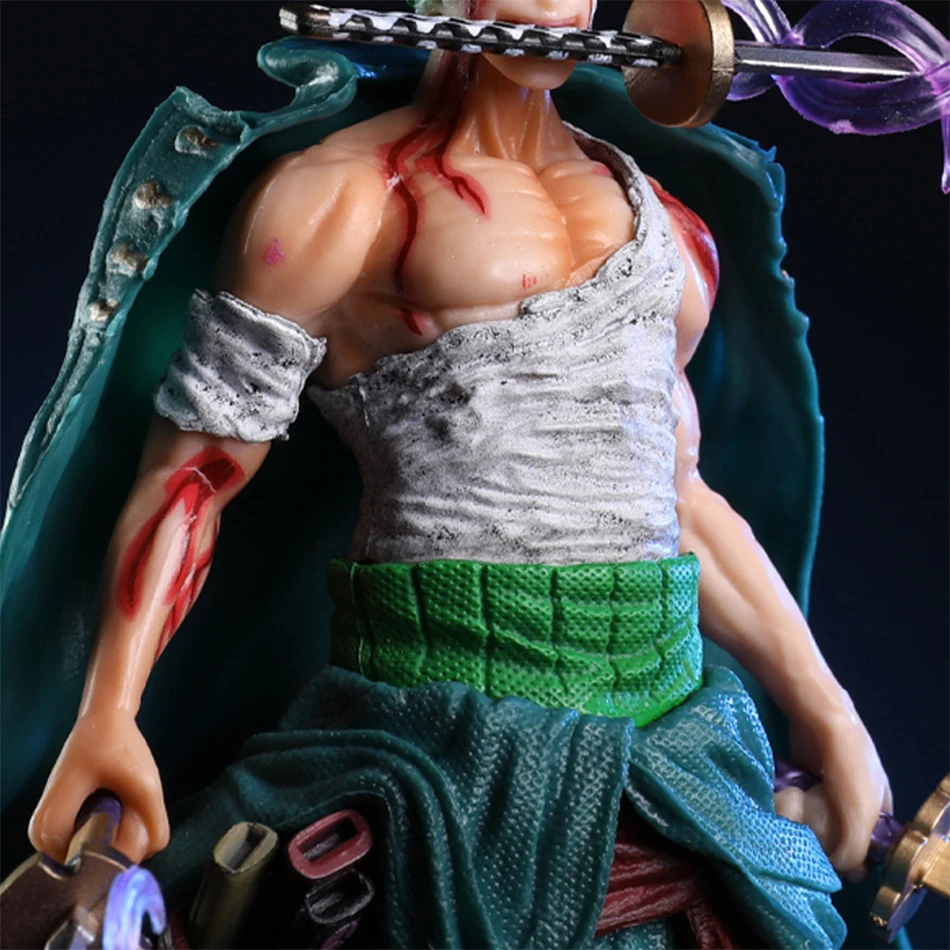21cm One Piece Figure Small Blood Bath Sauron One Piece Gk Three-Knife Flow Stunt Version Scene Statue Boxed Anime