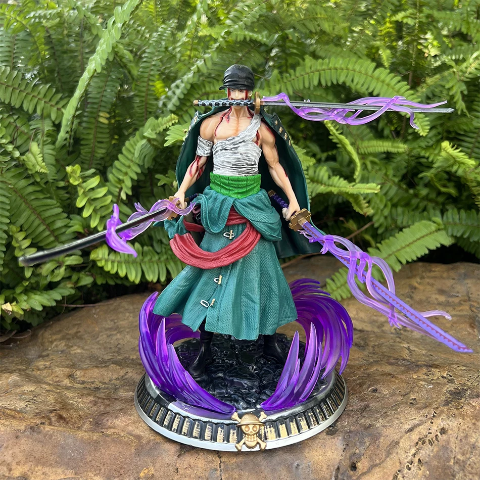 21cm One Piece Figure Small Blood Bath Sauron One Piece Gk Three-Knife Flow Stunt Version Scene Statue Boxed Anime