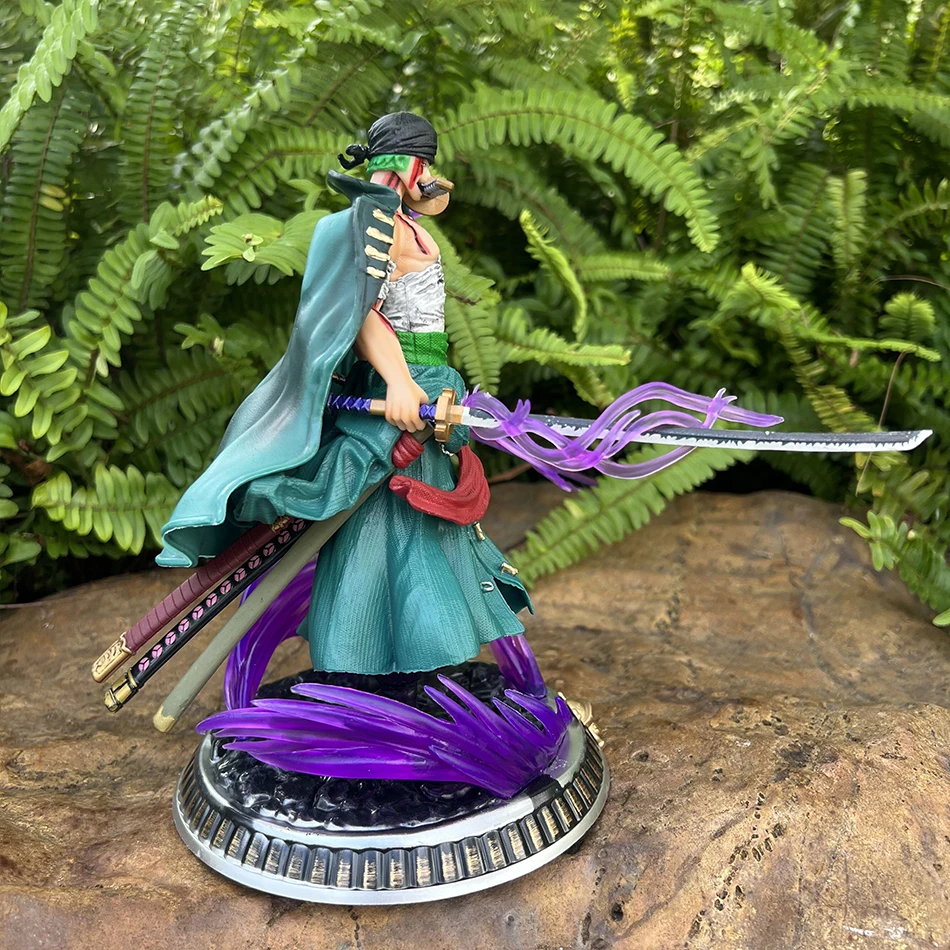 21cm One Piece Figure Small Blood Bath Sauron One Piece Gk Three-Knife Flow Stunt Version Scene Statue Boxed Anime