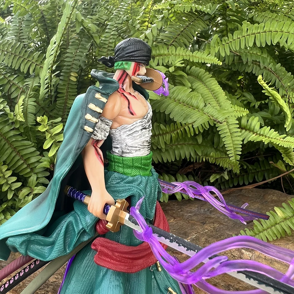 21cm One Piece Figure Small Blood Bath Sauron One Piece Gk Three-Knife Flow Stunt Version Scene Statue Boxed Anime