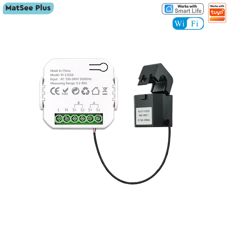 Smart 2 Way WiFi Energy Meter Bidirection 1/2 Channel with Clamp App Monitor Solar Produced and Consumed Power AC110V 240V
