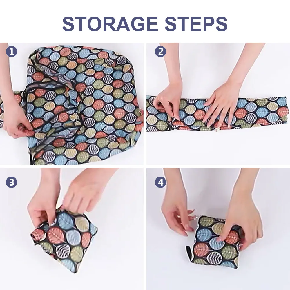 Foldable Shopping Bag Reusable Travel Grocery Bag Eco-Friendly Beach Toy Storage Bags Lemon Printing Tote Pouch Bag Package
