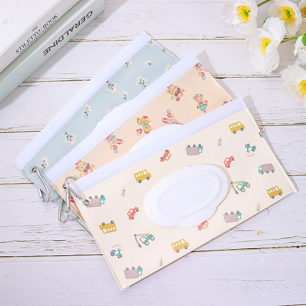EVA Baby Wet Wipe Pouch Portable Buckle Wipes Holder Case Flip Cover Snap-Strap Reusable Refillable Wipe Bag Outdoor Tissue Box