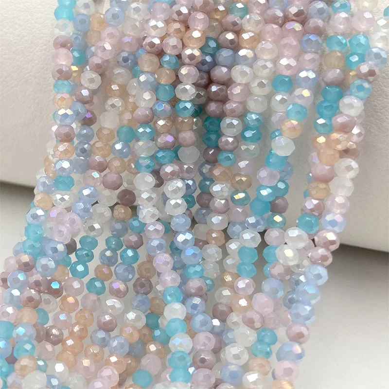 2mm Crystal Beads Mixed Color Faceted Rondelle Glass Beads for Jewerly Making DIY Needlework Bracelets Necklace Accessories