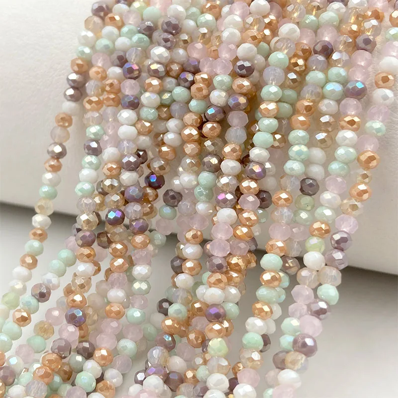 2mm Crystal Beads Mixed Color Faceted Rondelle Glass Beads for Jewerly Making DIY Needlework Bracelets Necklace Accessories