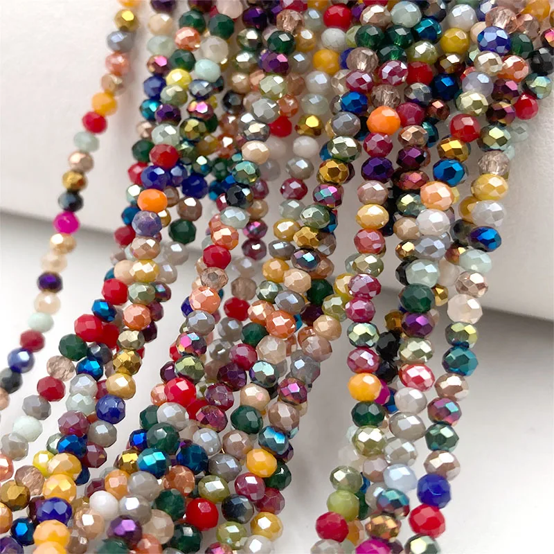 2mm Crystal Beads Mixed Color Faceted Rondelle Glass Beads for Jewerly Making DIY Needlework Bracelets Necklace Accessories