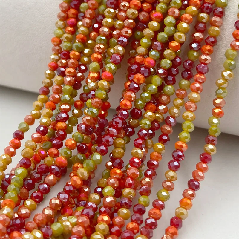 2mm Crystal Beads Mixed Color Faceted Rondelle Glass Beads for Jewerly Making DIY Needlework Bracelets Necklace Accessories