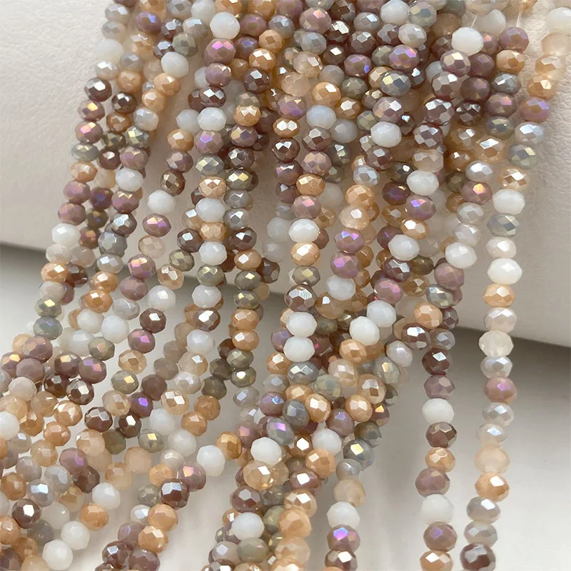 2mm Crystal Beads Mixed Color Faceted Rondelle Glass Beads for Jewerly Making DIY Needlework Bracelets Necklace Accessories