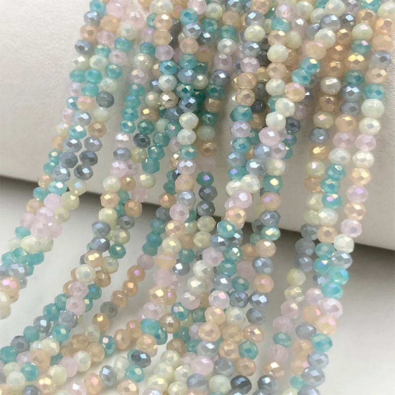 2mm Crystal Beads Mixed Color Faceted Rondelle Glass Beads for Jewerly Making DIY Needlework Bracelets Necklace Accessories