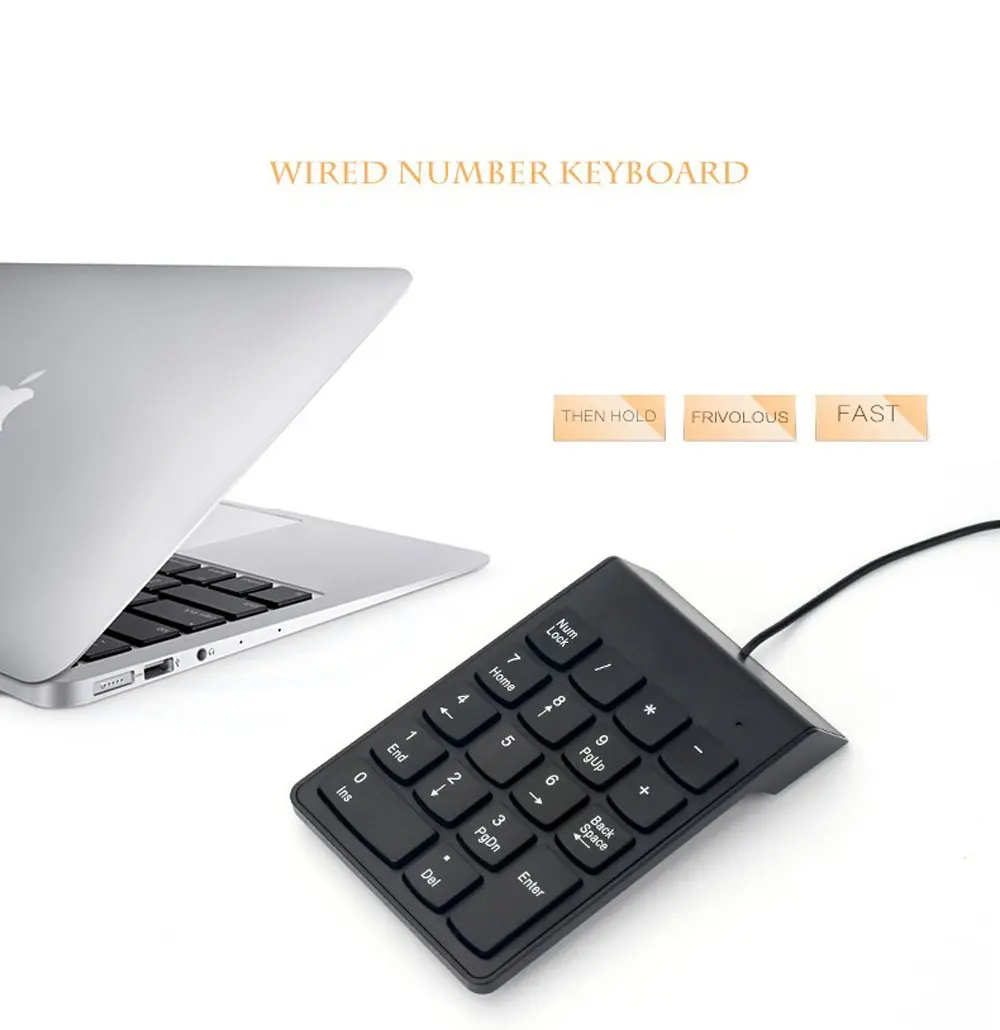 Wired USB Numeric Keypad Slim Mini Number Pad Digital Keyboard 18 Keys For Laptop, PC, Desktop, Notebook And More