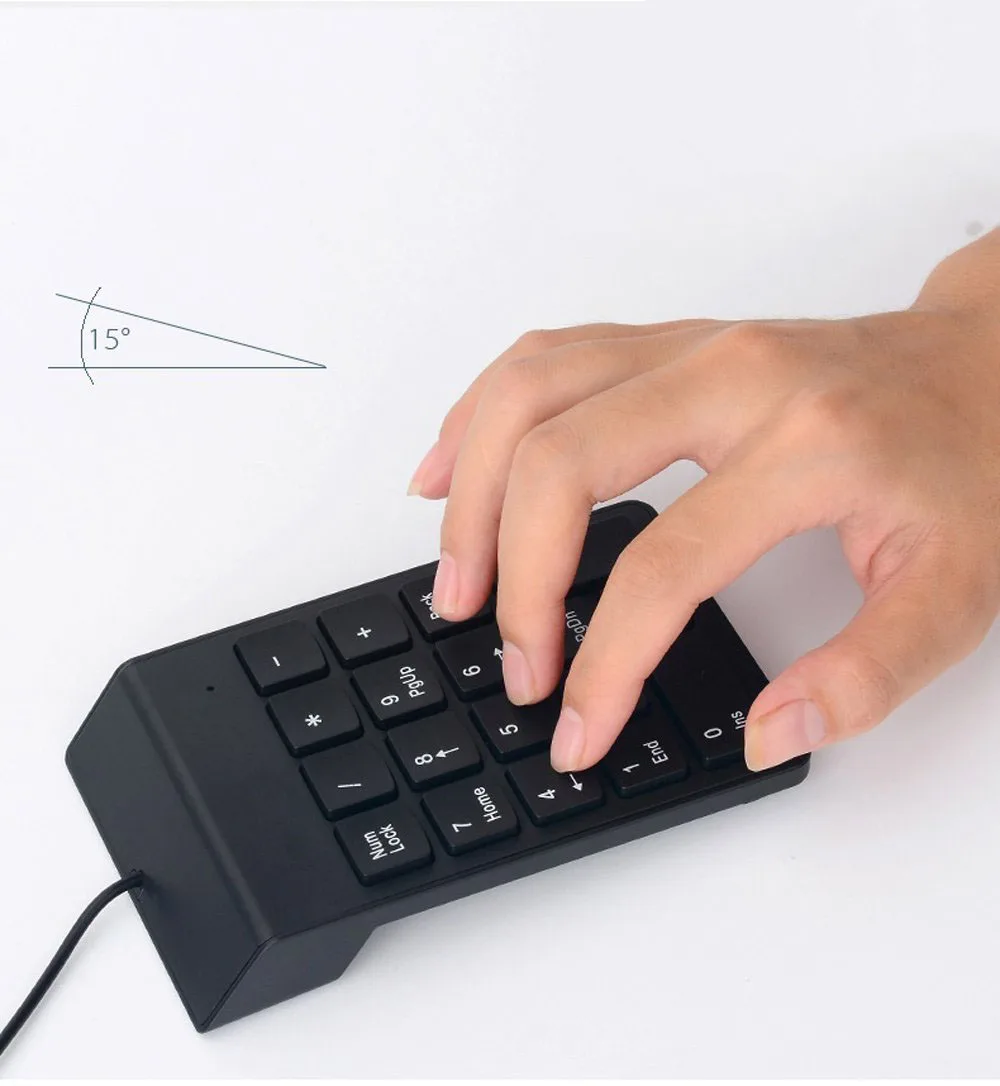 Wired USB Numeric Keypad Slim Mini Number Pad Digital Keyboard 18 Keys For Laptop, PC, Desktop, Notebook And More