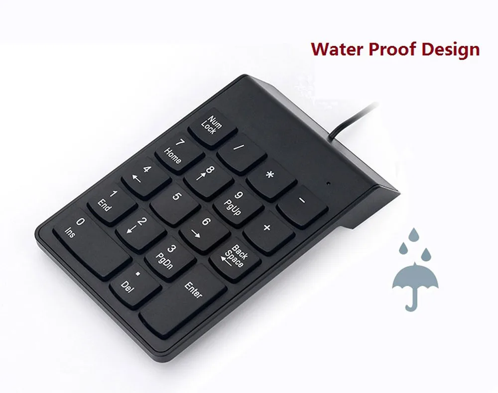 Wired USB Numeric Keypad Slim Mini Number Pad Digital Keyboard 18 Keys For Laptop, PC, Desktop, Notebook And More