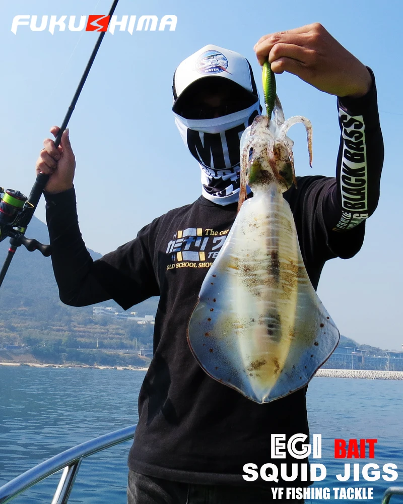 FUKUSHIMA 2-3.5 SQUID JIGS EGI LURE FISHING WOOD SHRIMP BAIT CUTTLEFISH OCTOPS GLOW TAIL SHARP HOOKS 21GRAM ROCK & BOAT FISHING