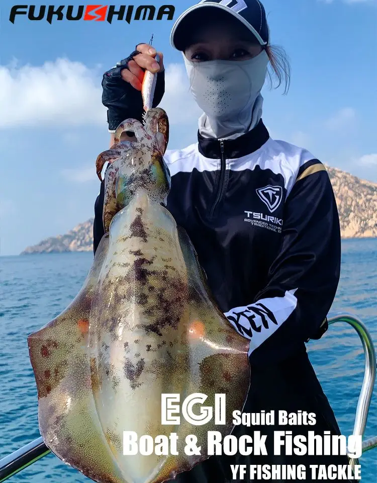 FUKUSHIMA 2-3.5 SQUID JIGS EGI LURE FISHING WOOD SHRIMP BAIT CUTTLEFISH OCTOPS GLOW TAIL SHARP HOOKS 21GRAM ROCK & BOAT FISHING