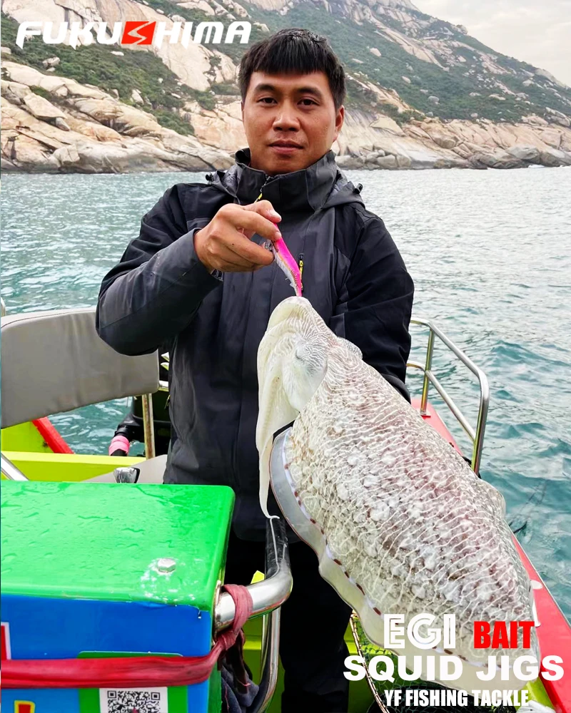 FUKUSHIMA 2-3.5 SQUID JIGS EGI LURE FISHING WOOD SHRIMP BAIT CUTTLEFISH OCTOPS GLOW TAIL SHARP HOOKS 21GRAM ROCK & BOAT FISHING