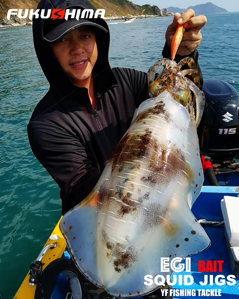 FUKUSHIMA 2-3.5 SQUID JIGS EGI LURE FISHING WOOD SHRIMP BAIT CUTTLEFISH OCTOPS GLOW TAIL SHARP HOOKS 21GRAM ROCK & BOAT FISHING