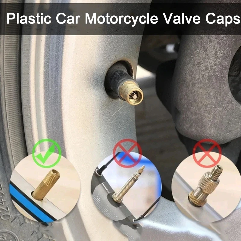 20PCS Car Tire Valve Plastic Black Bike Tyre Valve Caps O Rubber Ring Covers Dome Shape Dust Valve for Auto Motorcycle Cap Decor