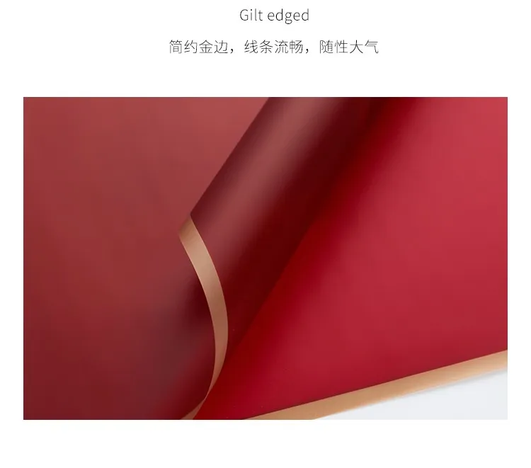 5pcs/pack Flower Wrapping Paper Golden Border Rose Korean Style Half Transparent Gift Packing Florist Bouquet Wrapping Material