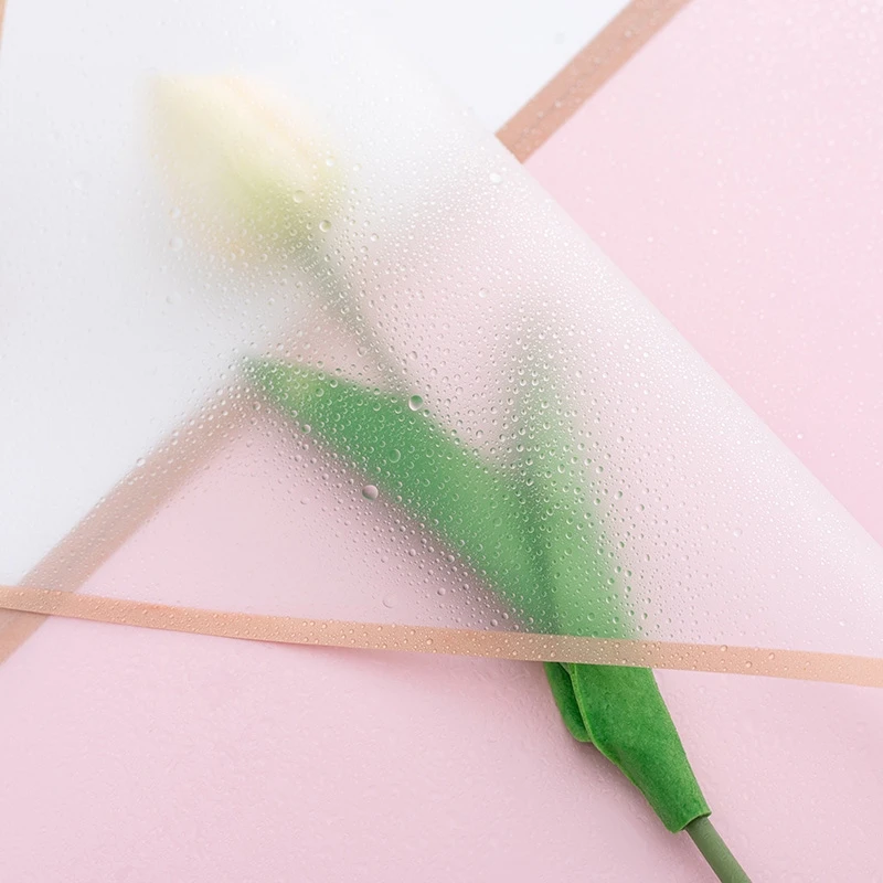 5pcs/pack Flower Wrapping Paper Golden Border Rose Korean Style Half Transparent Gift Packing Florist Bouquet Wrapping Material