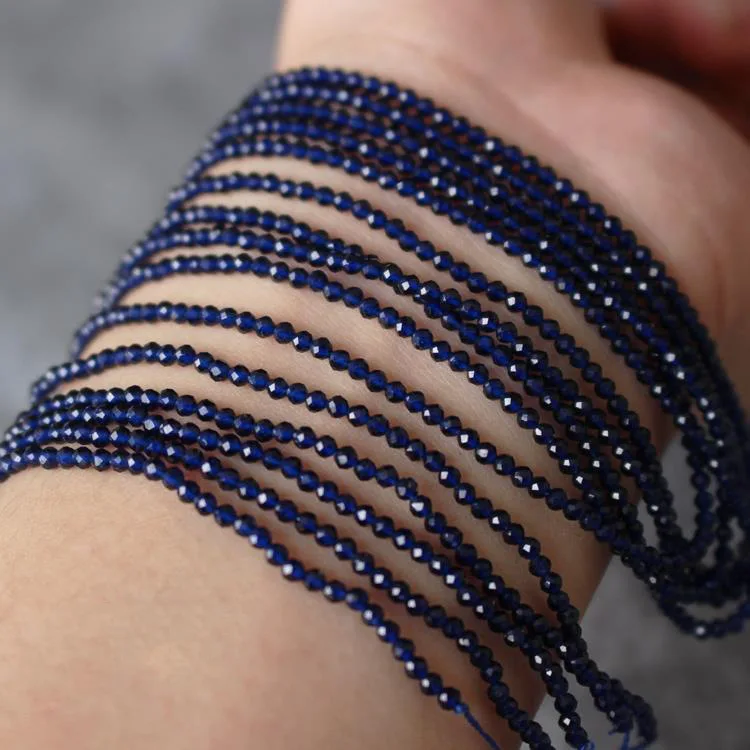 2mm Natural Stone Amethyst Tiger Eye Lapis Lazuli Beads Inlaid with Bright Pearl Jewelry Making DIY Necklace Bracelet Jewelry