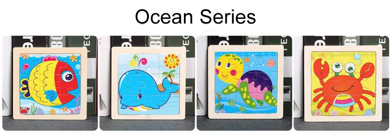 4PCS/lot 3D Wooden Jigsaw Puzzles for Children Kids Toys Cartoon Animal/Traffic Puzzles Baby Educational Puzles Wholesale GYH